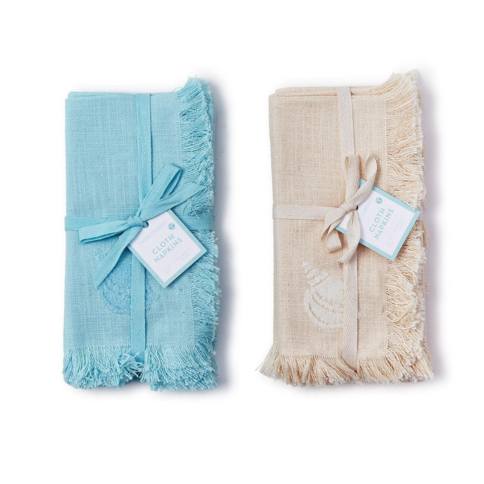 Design Shop Sea Shell Napkin with Tuft Embroidery - Cotton, Set of 4.