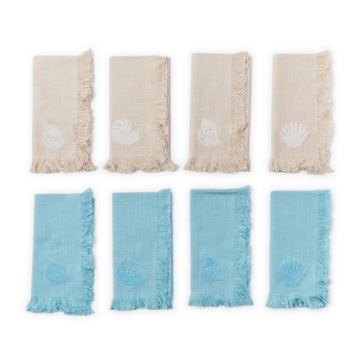Design Shop Sea Shell Napkin with Tuft Embroidery - Cotton, Set of 4.