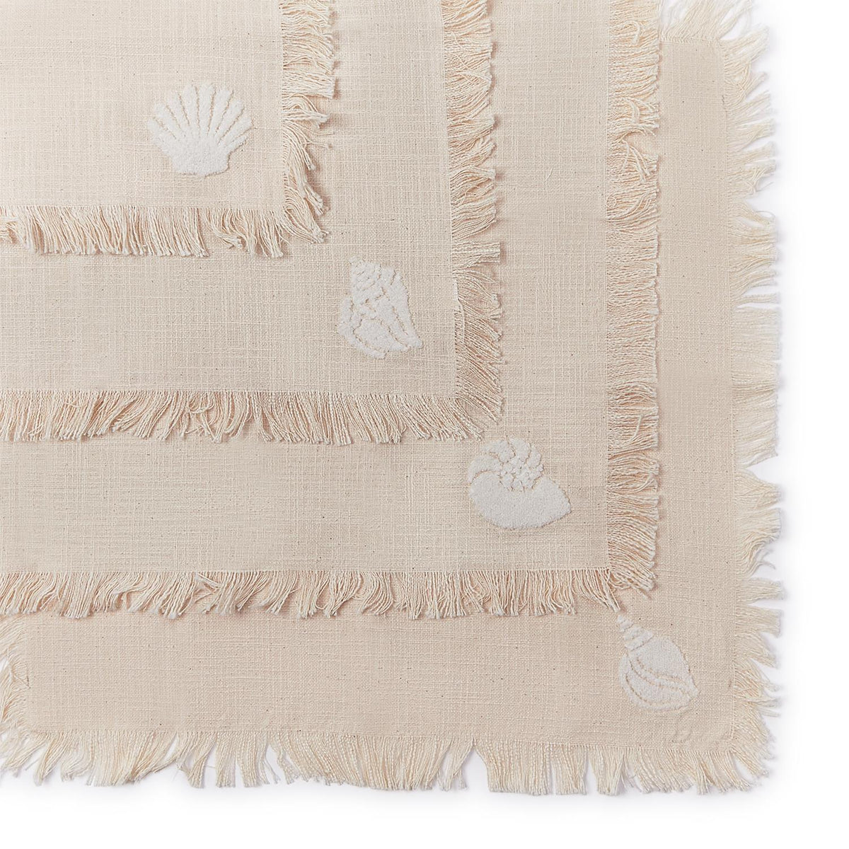 Design Shop Sea Shell Napkin with Tuft Embroidery - Cotton, Set of 4.