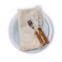 Design Shop Sea Shell Napkin with Tuft Embroidery - Cotton, Set of 4.