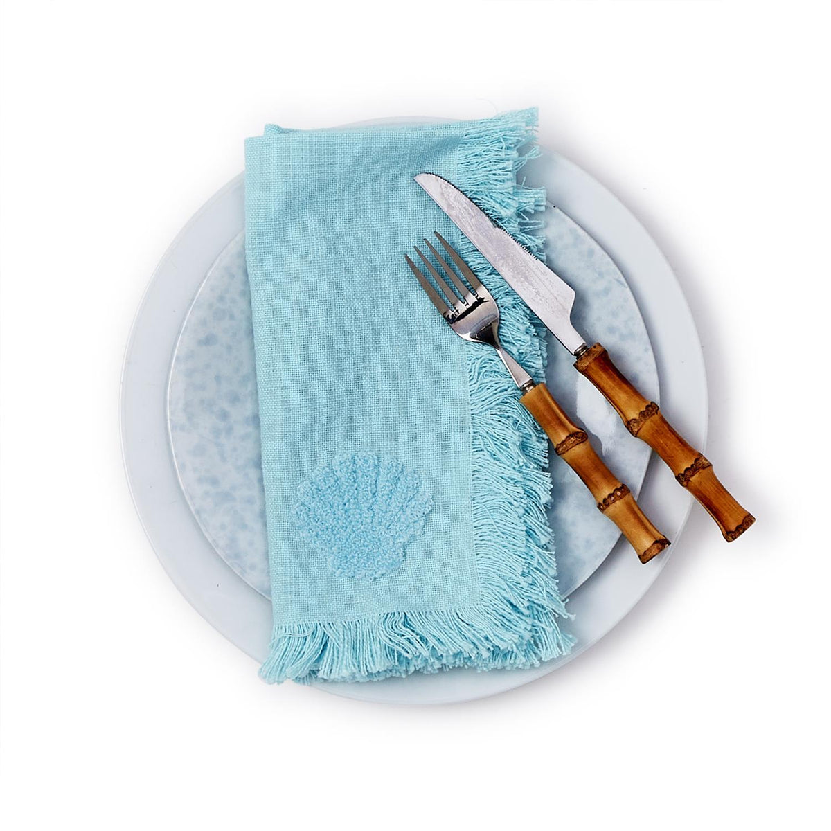 Design Shop Sea Shell Napkin with Tuft Embroidery - Cotton, Set of 4.