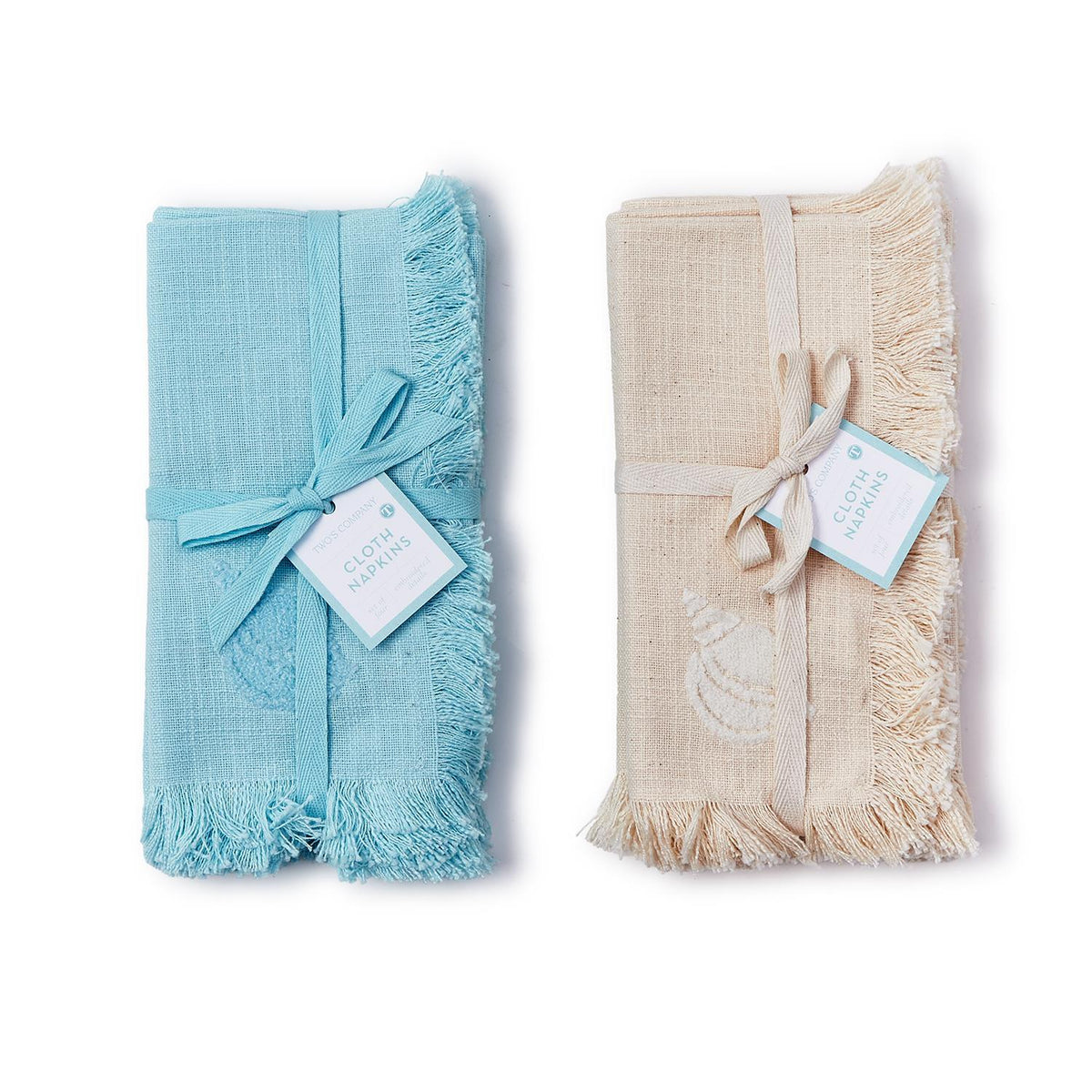 Design Shop Sea Shell Napkin with Tuft Embroidery - Cotton, Set of 4.