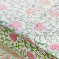Design Shop Floral Block Print Design Tablecloth - Cotton, 2 Sizes.