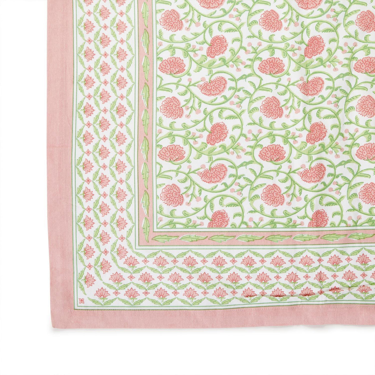 Design Shop Floral Block Print Design Tablecloth - Cotton, 2 Sizes.
