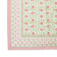 Design Shop Floral Block Print Design Tablecloth - Cotton, 2 Sizes.