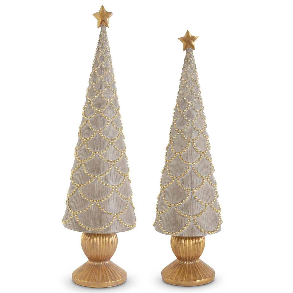 Design Shop Set of 2 Tan Resin Trees W/Gold Scallops