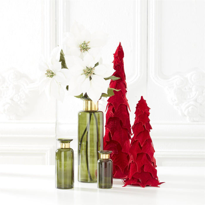 Design Shop Set of 3 Red Holly Leaf Cone Trees