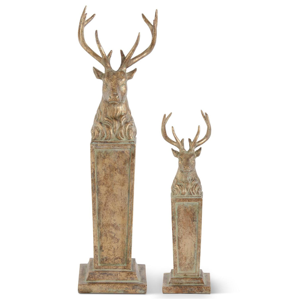 Shell Design Shop Resin Deer Busts On Pillars