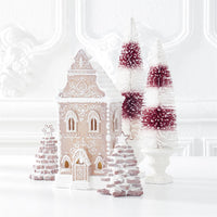 13.5" Brown Resin Glittered LED Gingerbread House with Timer