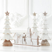 18.5" White Resin Glittered Gingerbread Tree