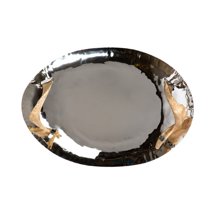 Abigails Chalet Nickel Tray with Horn Handles