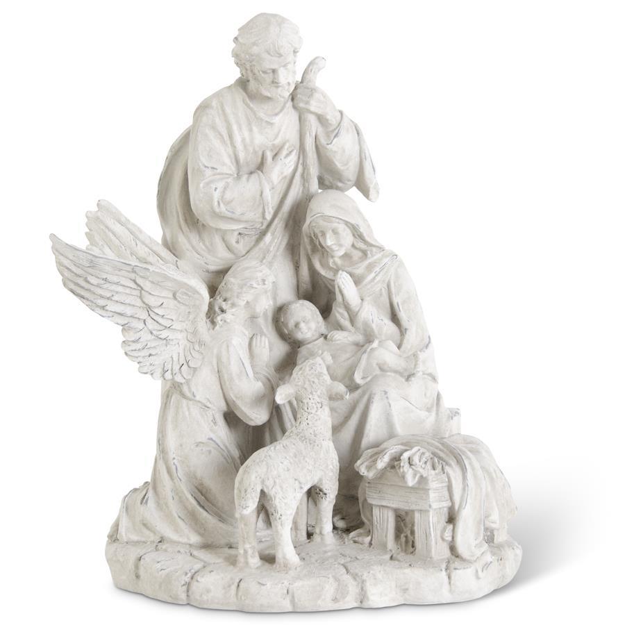Design Shop 14 Inch Gray Resin Nativity Family W/Angel & Sheep