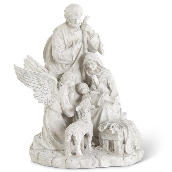 Design Shop 14 Inch Gray Resin Nativity Family W/angel & Sheep
