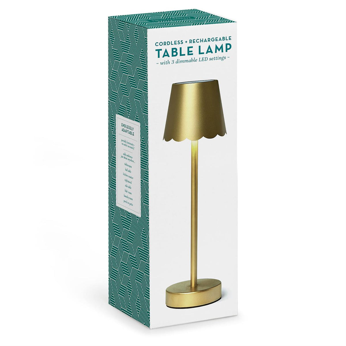 Design Shop Gold LED Cordless Table Lamp with Scalloped Shade 14.5"