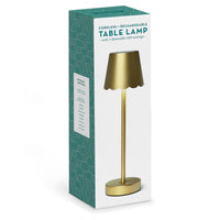 Design Shop Gold LED Cordless Table Lamp with Scalloped Shade 14.5"