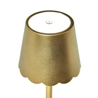 Design Shop Gold LED Cordless Table Lamp with Scalloped Shade 14.5"