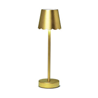 Design Shop Gold LED Cordless Table Lamp with Scalloped Shade 14.5"