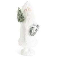 Design Shop 16.5 Inch Glittered Cream Fur Trimmed Santa w/Wreath & Tree