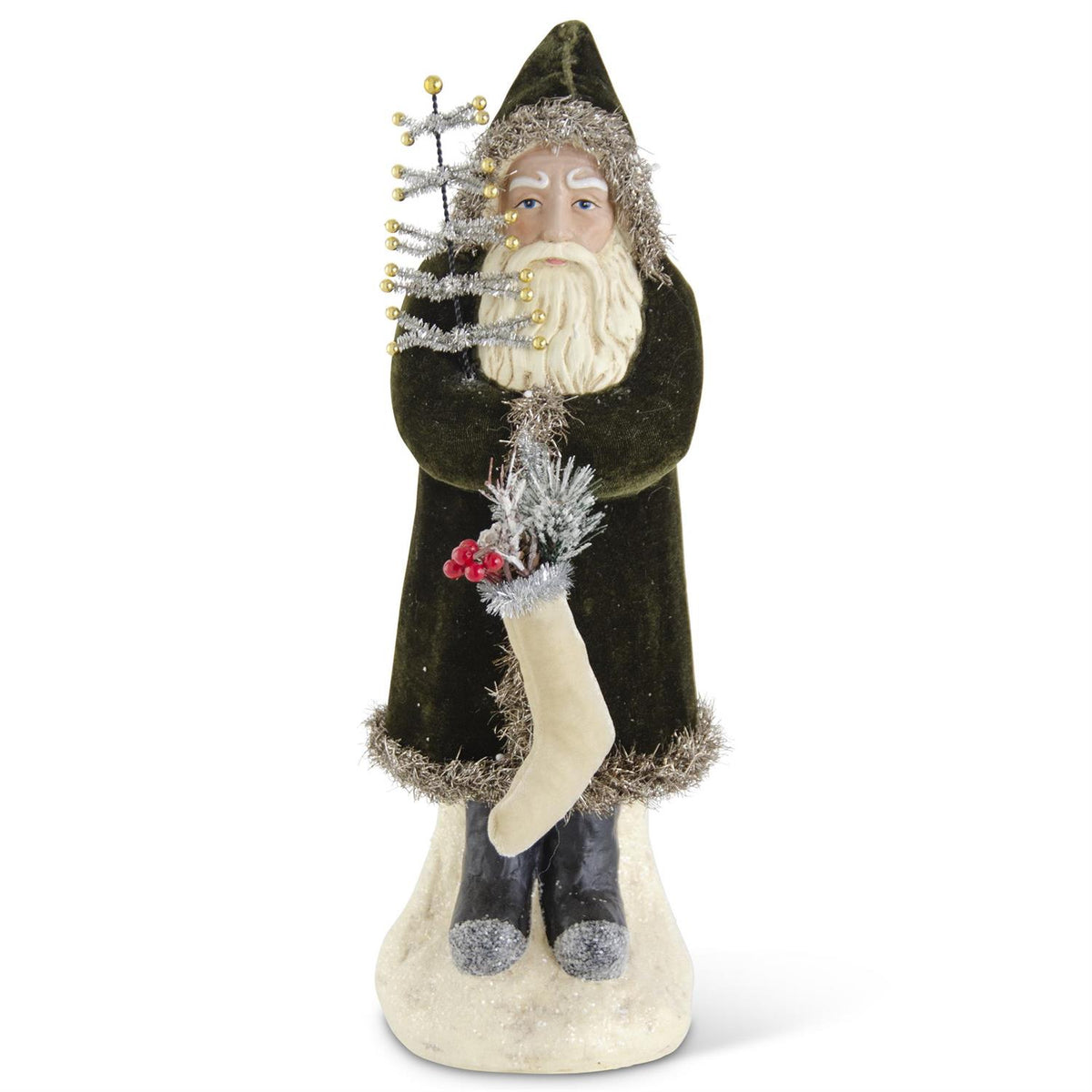 Design Shop 16.75 Inch Santa W/dark Green Coat Holding Tree & Stocking