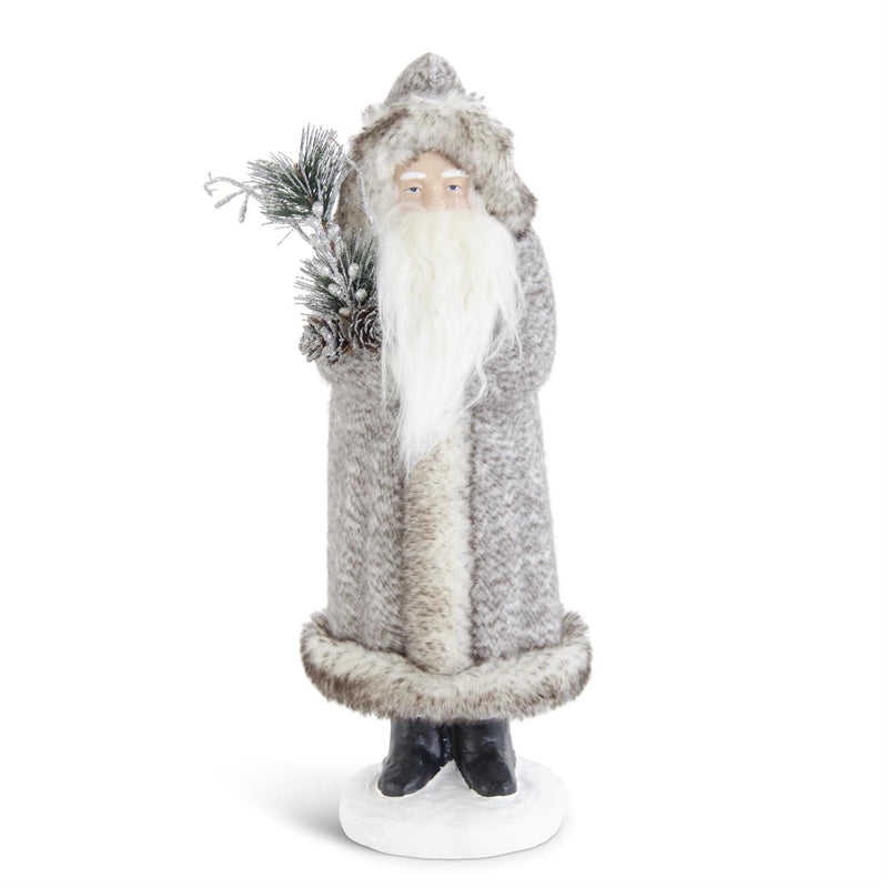 Design Shop 17 Inch Gray Fur Coat Santa w/Pine