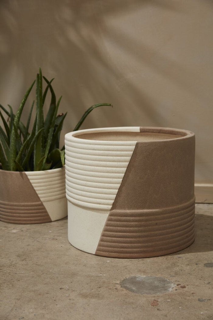 Design Shop Tan Rift Pot, 14.25" X 11.75".