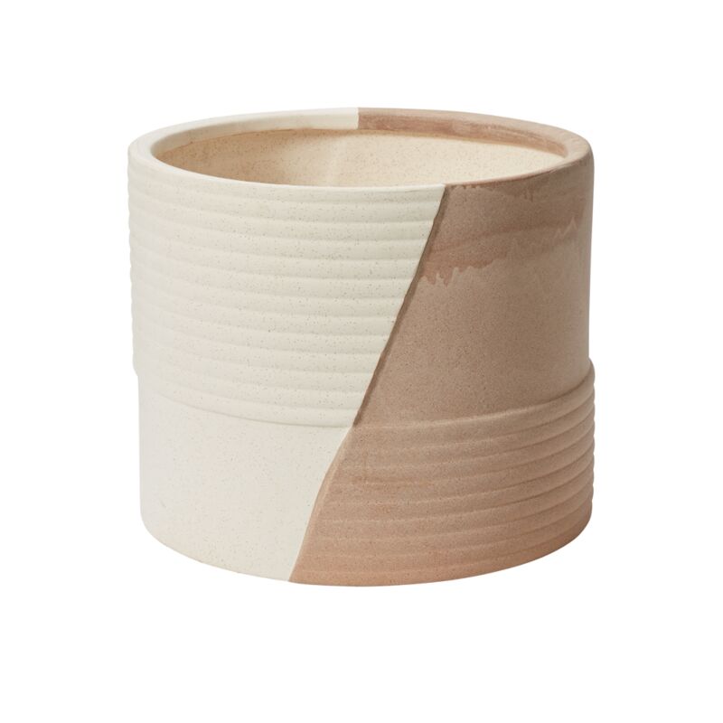 Design Shop Tan Rift Pot, 14.25" X 11.75".