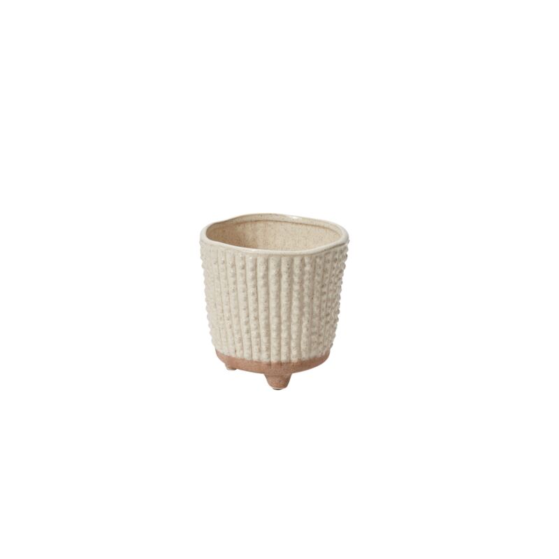 Design Shop Tan Elias Collection Footed Pot, 5.5" X 5.5".