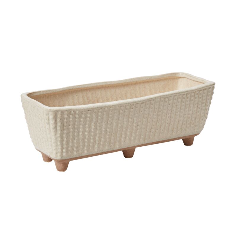 Design Shop Tan Elias Collection Footed Planter, 17.25" X 6".