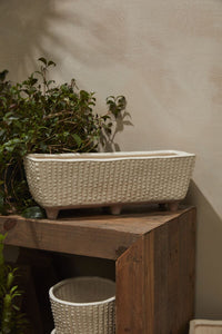Design Shop Tan Elias Collection Footed Planter, 17.25" X 6".