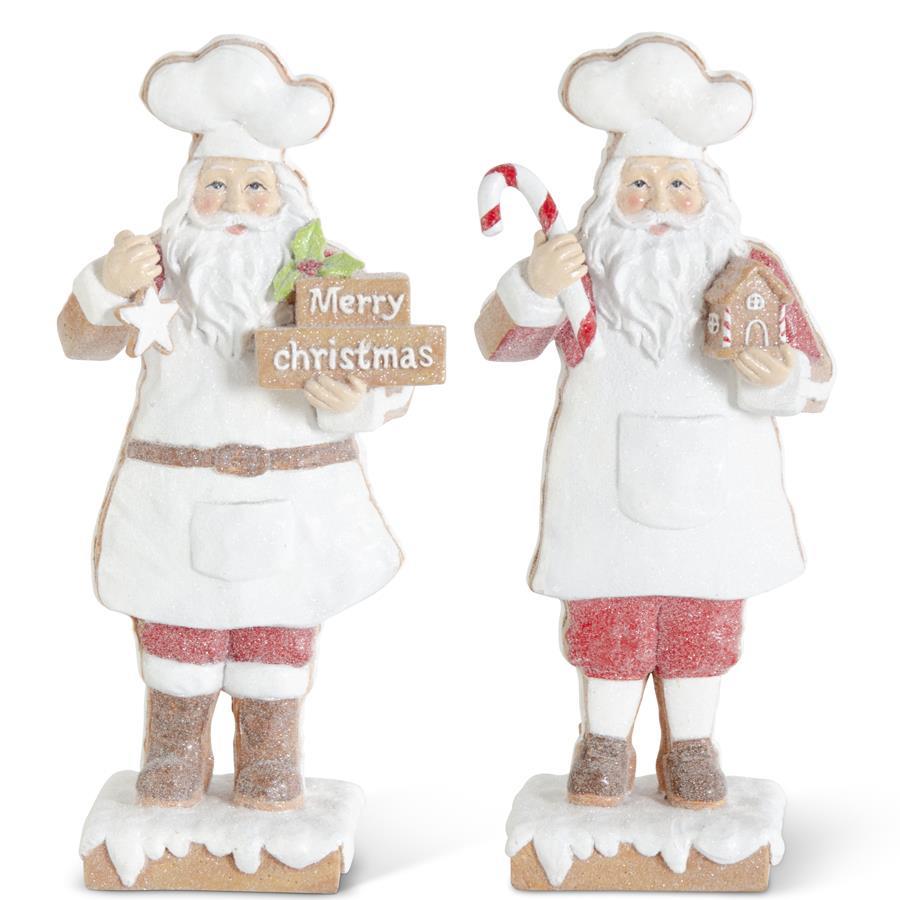 Shell Design Shop Assorted Sugared Chef Santas Holding Gingerbread Cookies. Set of 2.