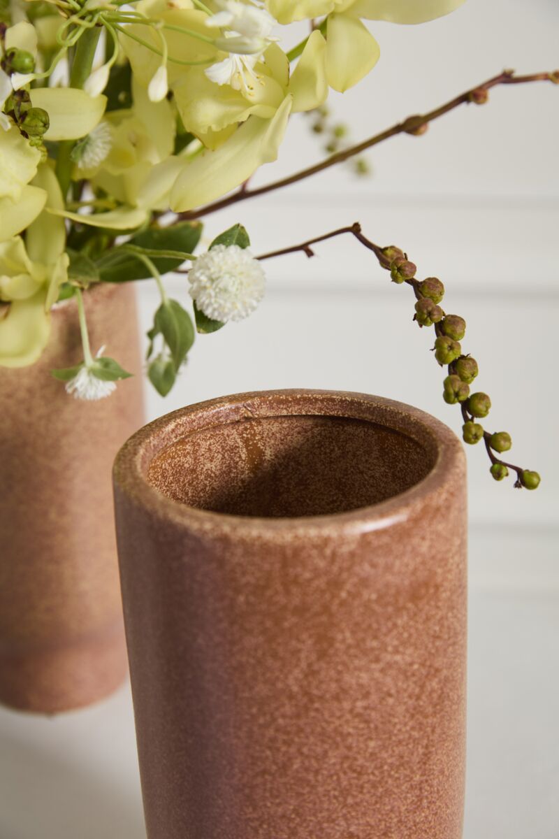 Design Shop Terracotta Cyrus Collection Vase, 4" X 8", Set of 2.