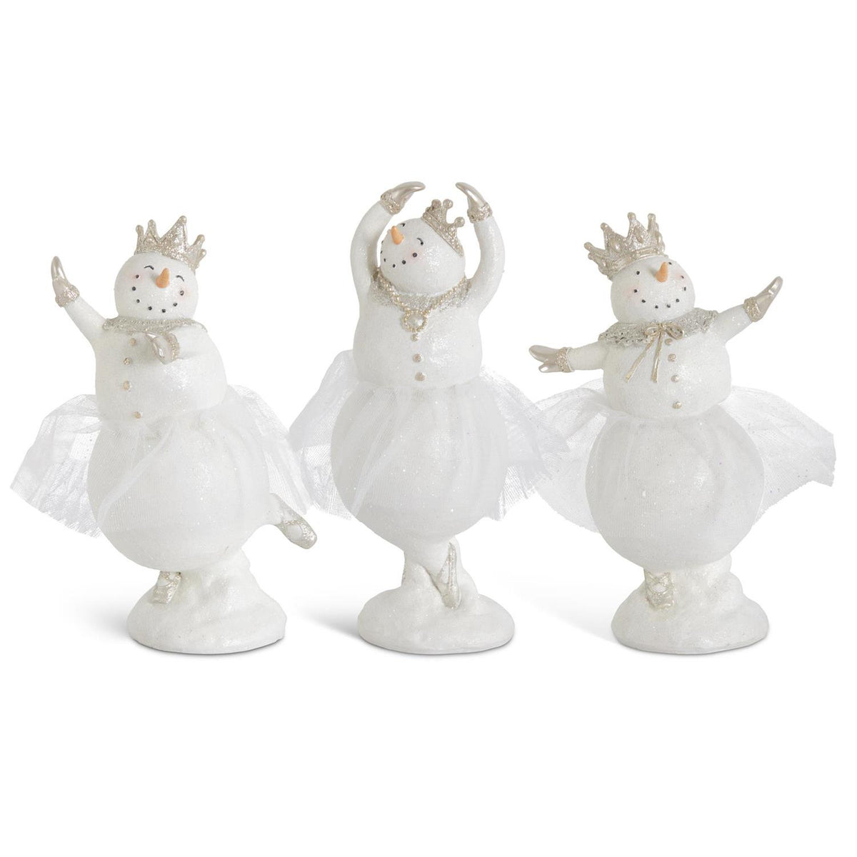 Design Shop Assorted Glittered Snow Lady Ballerinas w/Tulle Tutus. Set of 3.