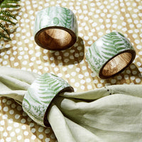 Design Shop Fanciful Fern Hand-Crafted Mango Wood Napkin Ring - Mango Wood/Lacquer, Set of 4.