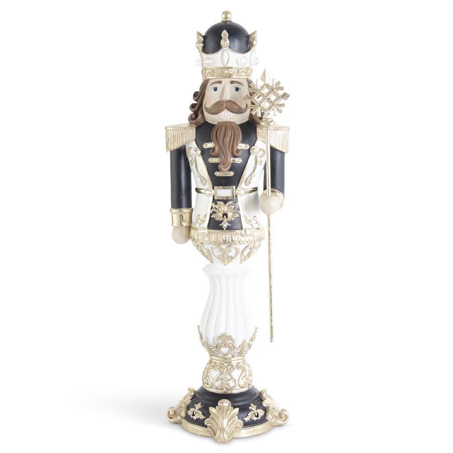 Shell Design Shop 26.5 Inch Black Gold & White Led Soldier Holding Staff