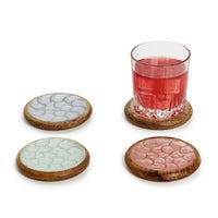Design Shop Shimmering Hand-Crafted Coasters - Mango Wood/Food Safe Lacquer, Set of 4.