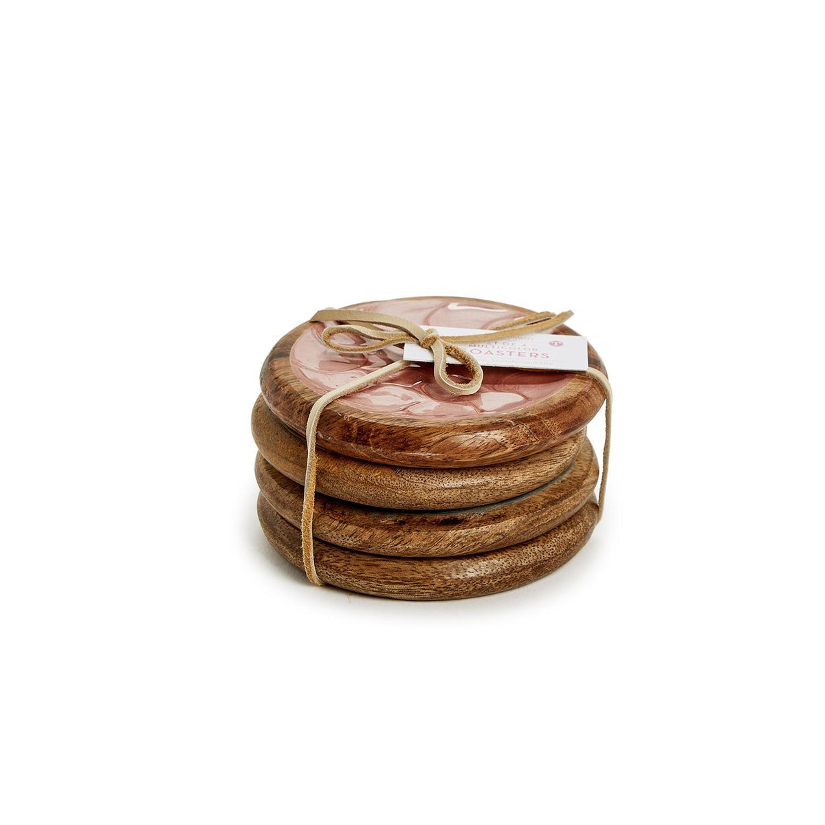 Design Shop Shimmering Hand-Crafted Coasters - Mango Wood/Food Safe Lacquer, Set of 4.