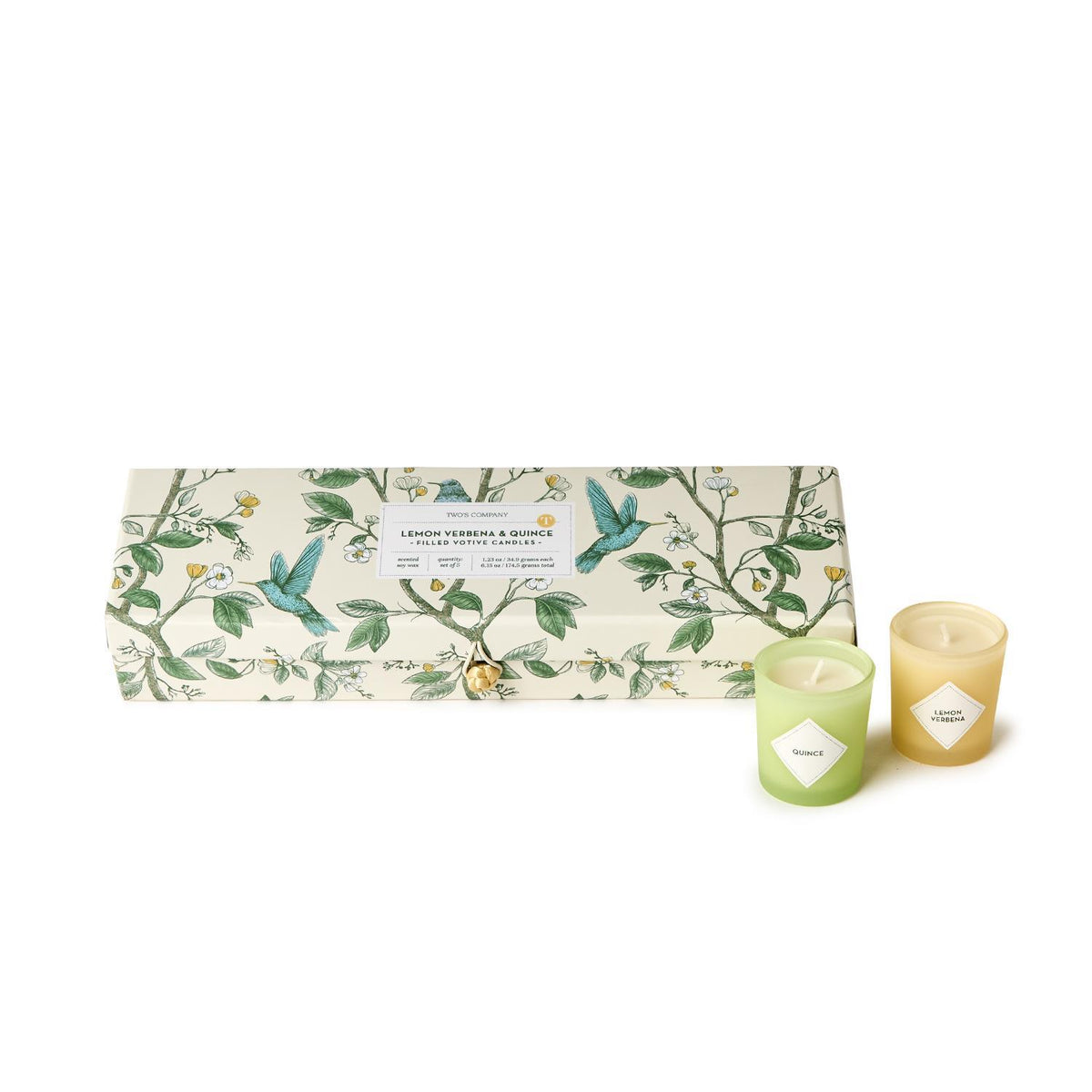 Design Shop Lemon Verbena and Quince Scented Candles in Gift Box - Soy Wax/Glass, Set of 5.