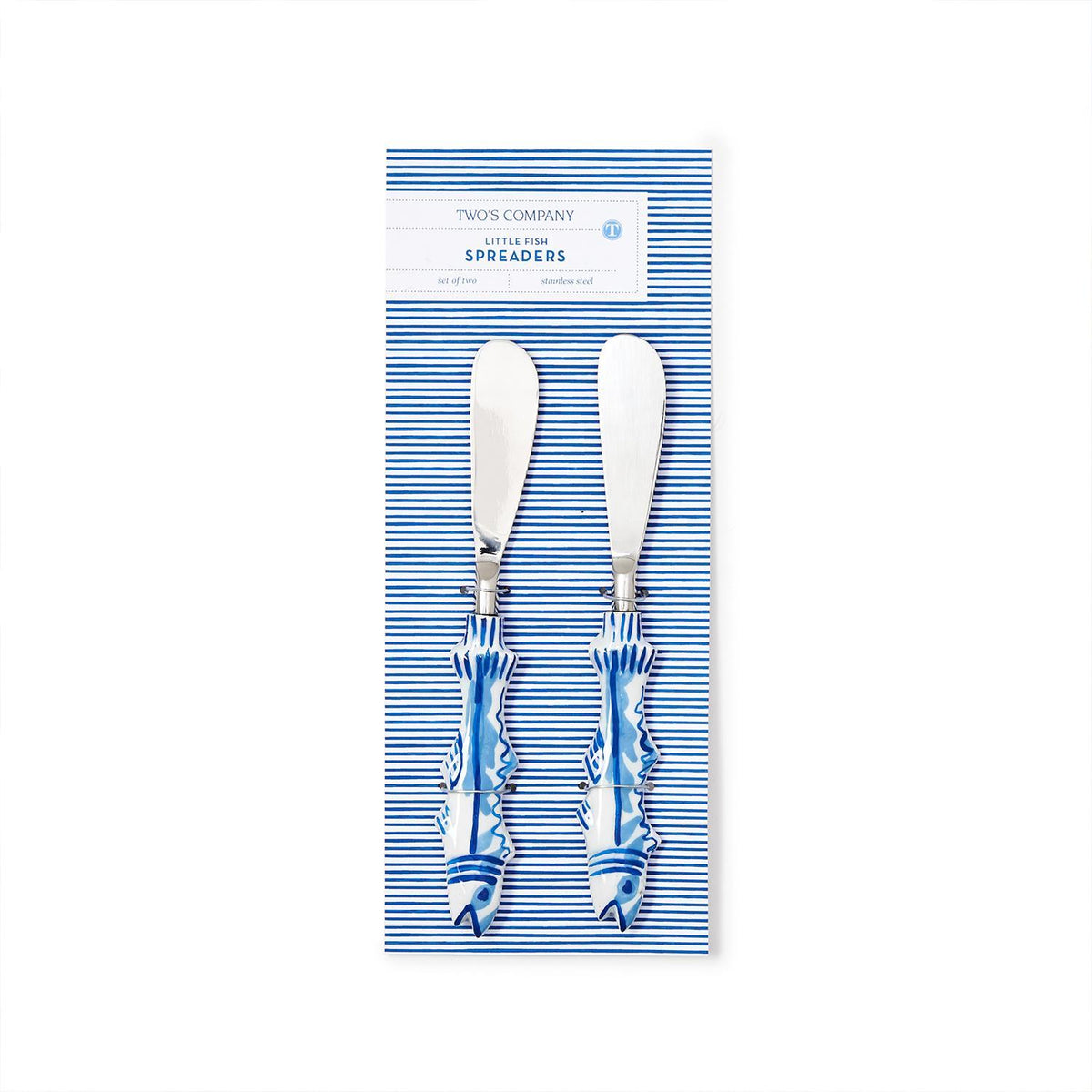 Design Shop Fish Handle Spreaders on Gift Card - Stainless Steel/Aluminum, Set of 2.