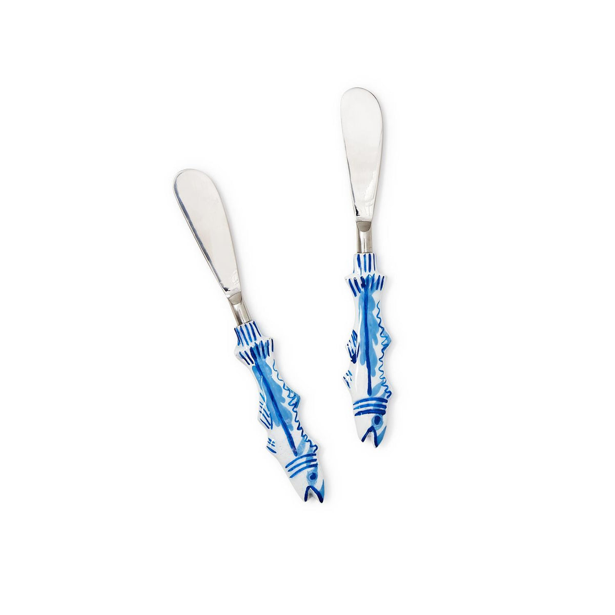 Design Shop Fish Handle Spreaders on Gift Card - Stainless Steel/Aluminum, Set of 2.