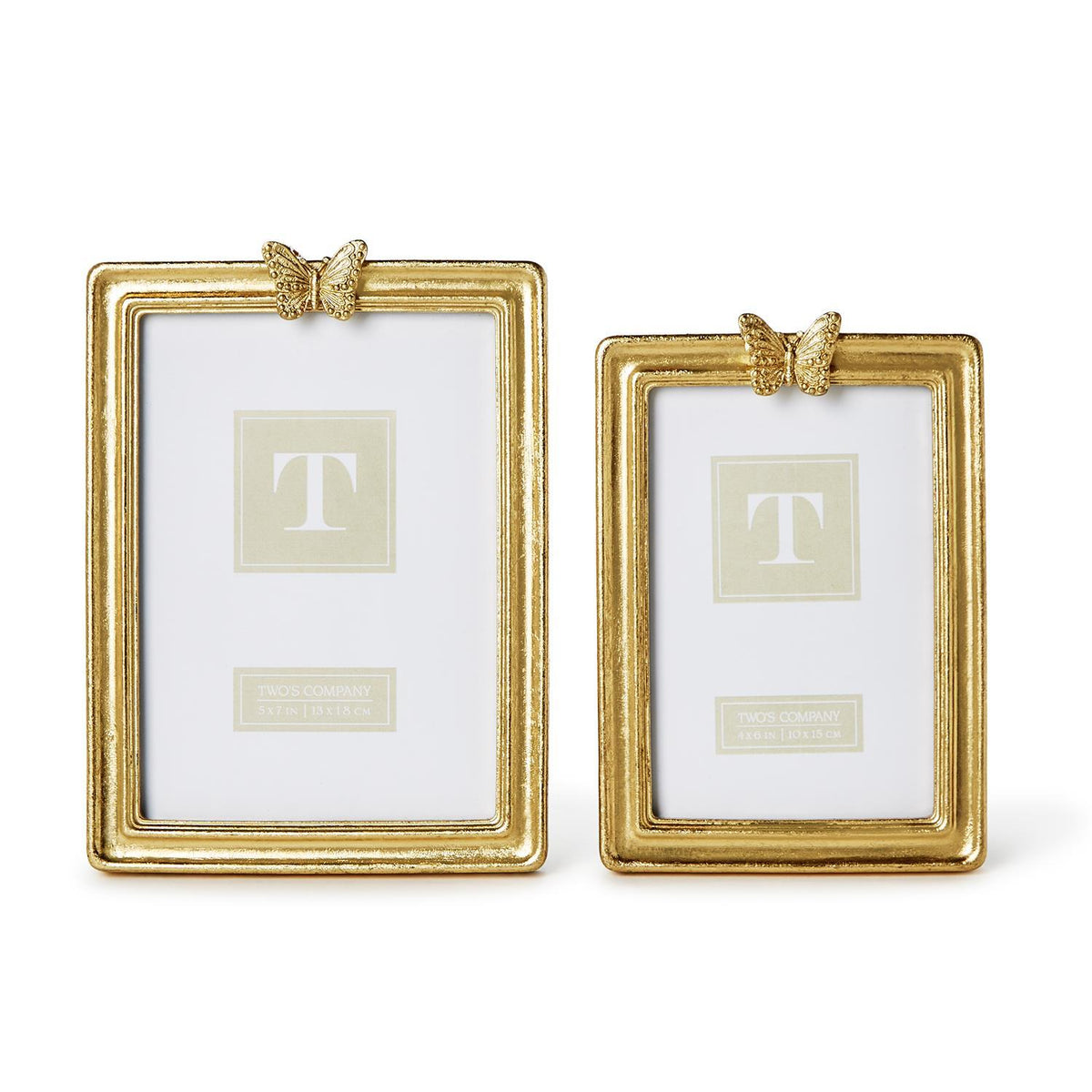 Design Shop Golden Butterfly Gold Leaf Finish Photo Frames - Resin/Glass, Set of 2.