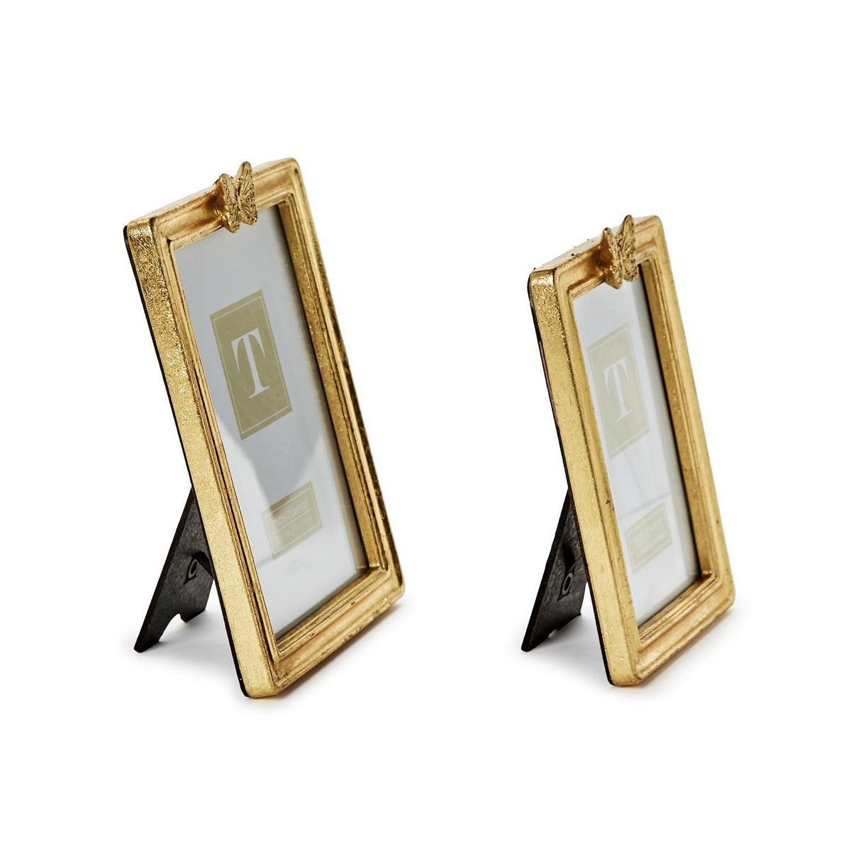 Design Shop Golden Butterfly Gold Leaf Finish Photo Frames - Resin/Glass, Set of 2.