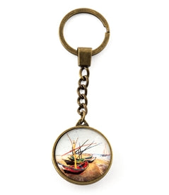 Design Shop Fishing Boats On The Beach Key Ring