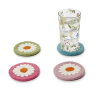 Design Shop Daisy Hand-Crafted Coasters - Wool Felt, Set of 4.