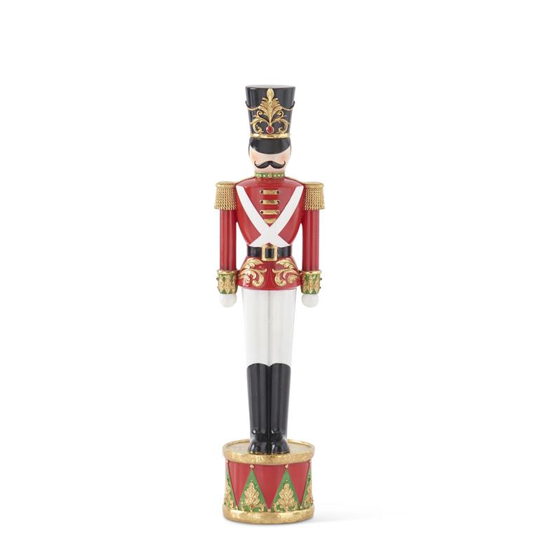 Design Shop 18.25 Inch Red White Black & Gold Resin Soldier On Drum