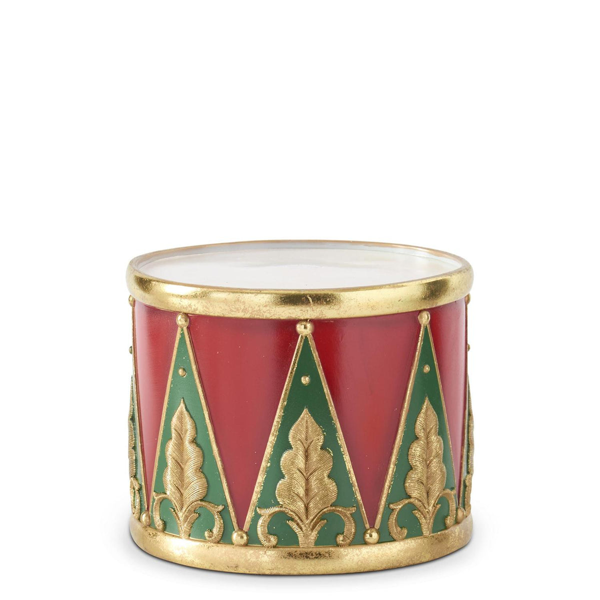Design Shop Set of 3 Red Green & Gold Resin Nesting Drum Containers/risers