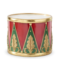 Design Shop Set of 3 Red Green & Gold Resin Nesting Drum Containers/risers