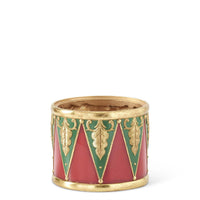 Design Shop Set of 3 Red Green & Gold Resin Nesting Drum Containers/risers
