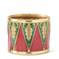 Design Shop Set of 3 Red Green & Gold Resin Nesting Drum Containers/risers