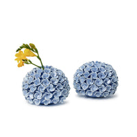 Design Shop Hydrangea Flower Bud Vases / Taper Candleholders - Porcelain, Set of 2.