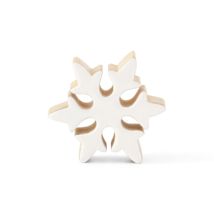Design Shop Set of 3 Wood Snowflakes W/white Enameled Front